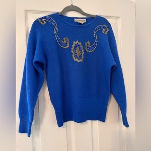 VTG Colbalt Blue Embellished Sweater